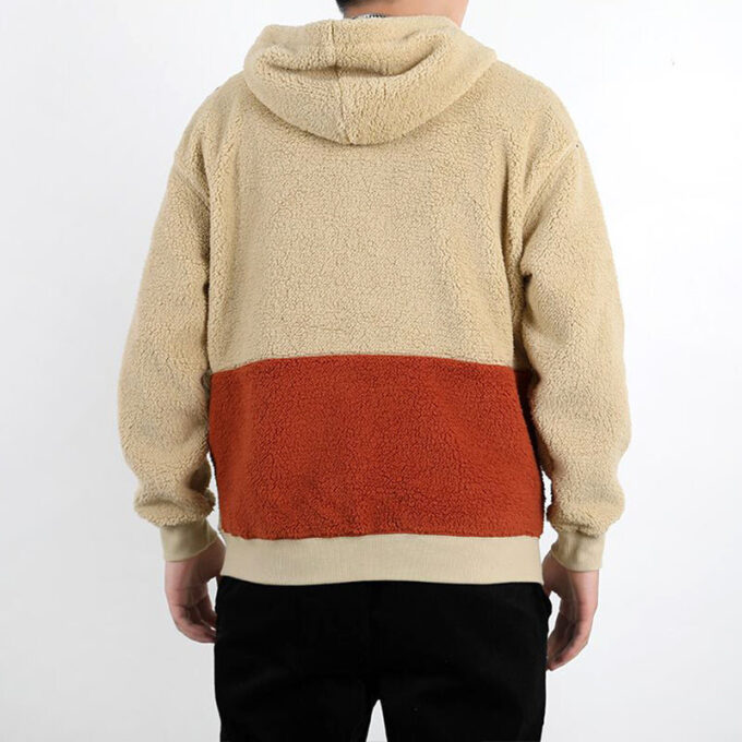 Retro Block Sherpa Full-Zip Hoodie “Beige Red Green”