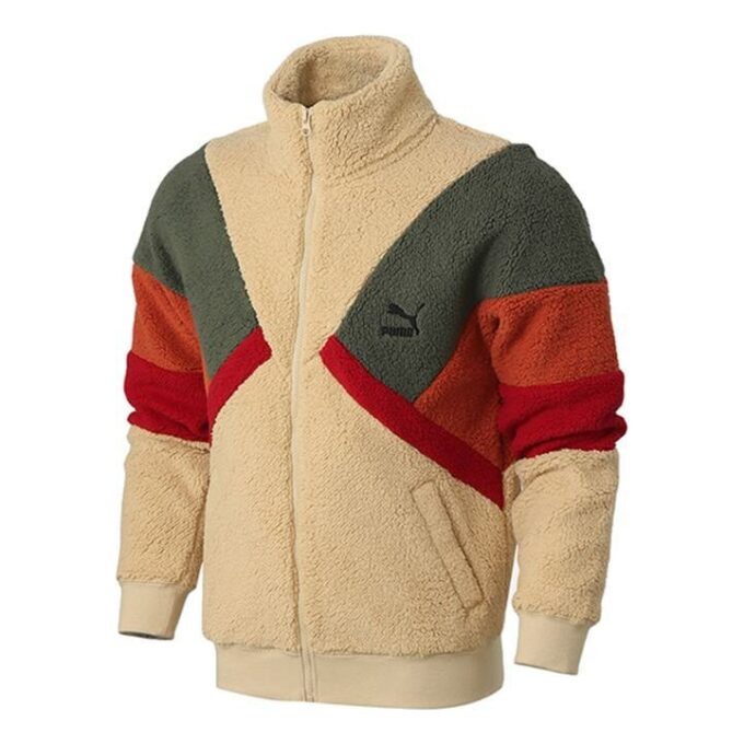 Retro Block Sherpa Jacket “Brown Red Green”