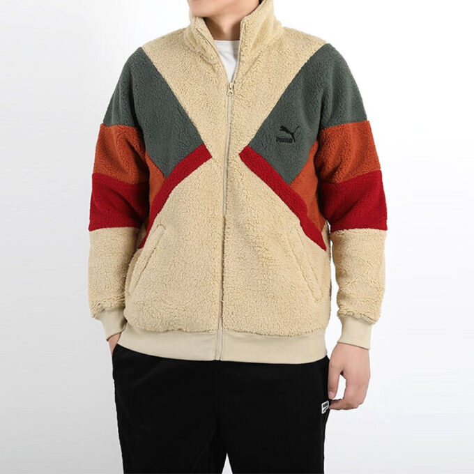Retro Block Sherpa Jacket “Brown Red Green”