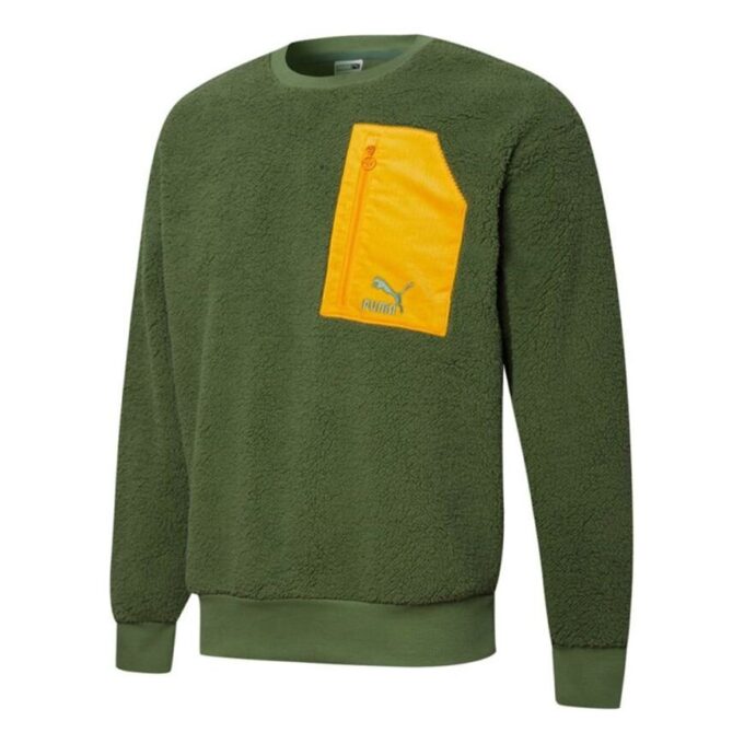 Retro Sherpa Crew Neck Sweatshirt “Green”