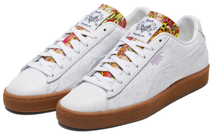 Romero Britto x Basket “Embroidered – White Gum”