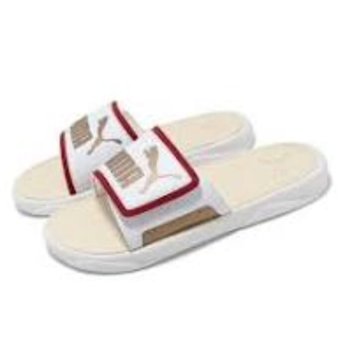 Royalcat Comfort Slides “White Red Gold”