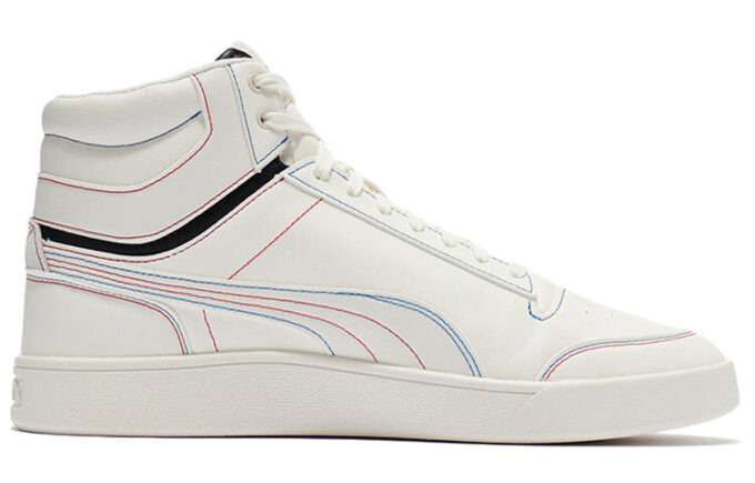 Shuffle Mid “White Multi Stitch”