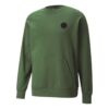 Solid Color Logo Round Neck Pullover Long Sleeves Unisex Green