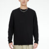Solid Color Logo Sports Round Neck Pullover Black