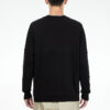 Solid Color Logo Sports Round Neck Pullover Black