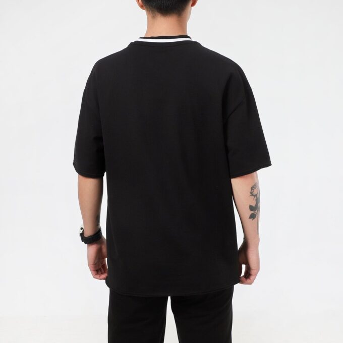 Solid Men Round Neck T-Shirt “Black”