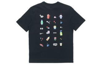 Sports Alphabet Printing Round Neck Short Sleeve Black