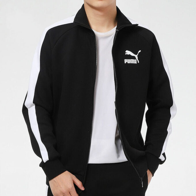 Sports Leisure Knitted Stand-up Collar Jacket Men”s Black