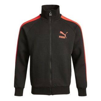 Sports Stitching Printed Logo Kintted Stand-up Collar Jacket Men”s Black