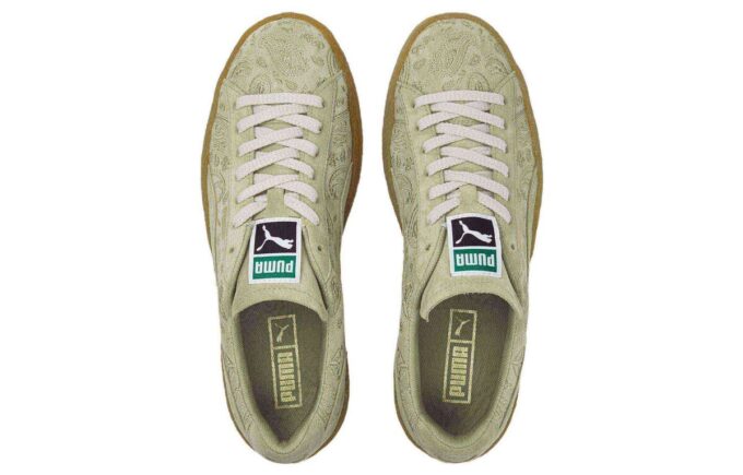 Suede Crepe Embroidery “Green Brown”