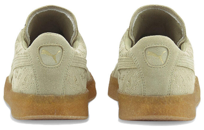 Suede Crepe Embroidery “Green Brown”