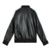 T7 Faux Leather Baseball Jacket “Black White”