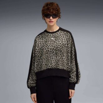 T7 Leopard Luxe Women Animal Print Crewneck Sweatshirt