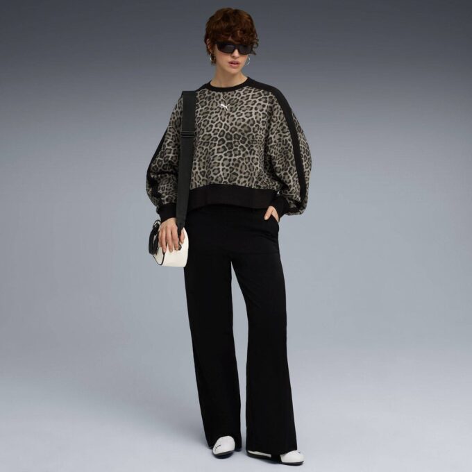 T7 Leopard Luxe Women Animal Print Crewneck Sweatshirt T7 Leopard Luxe Women Animal Print Crewneck Sweatshirt