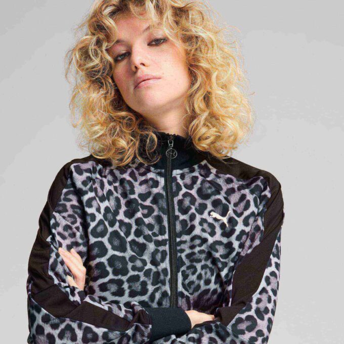 T7 Leopard Luxe Women Animal Print Track Jacket T7 Leopard Luxe Women Animal Print Track Jacket