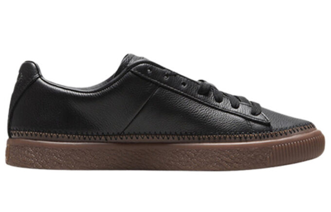 Unisex Basket Stitched Low-Top Sneakers Black/Brown