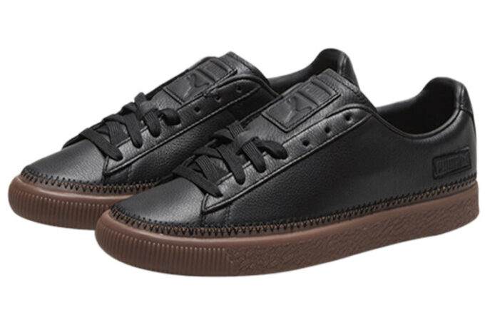 Unisex Basket Stitched Low-Top Sneakers Black/Brown