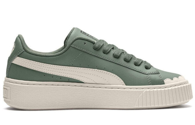 (WMNS) Basket Platform Scallop Sneakers Green/White