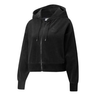 (WMNS) Casual Embroidered Zipper Short hooded Jacket Black