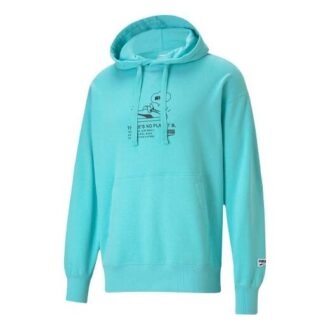 (WMNS) Casual Printing Hooded Casual Angel Blue