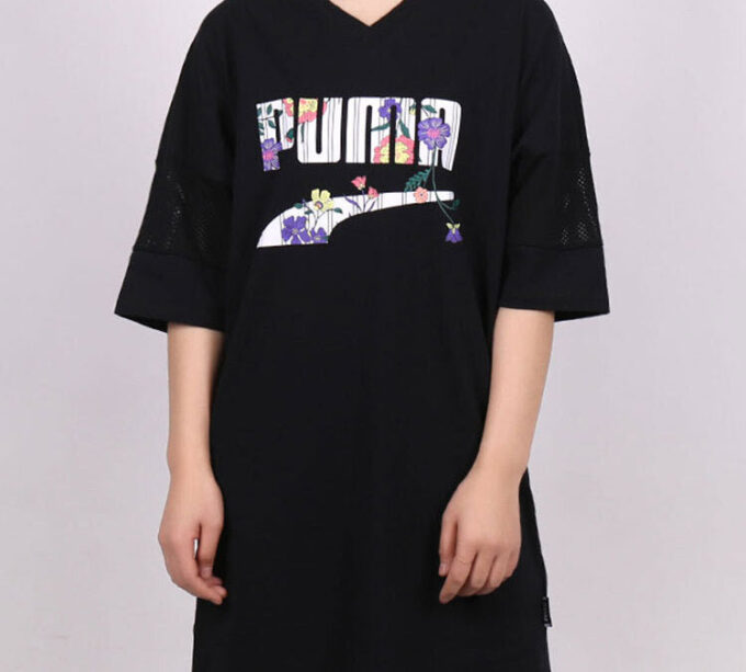 (WMNS) Casual Sports Alphabet Printing Short Sleeve Black