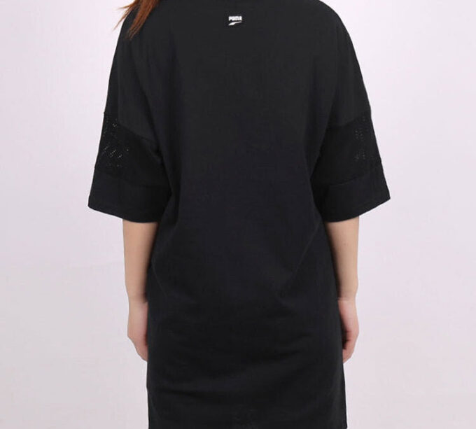 (WMNS) Casual Sports Alphabet Printing Short Sleeve Black