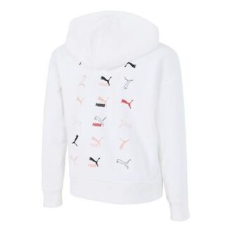 (WMNS) Classics Logo Graphics Hoodie “White”