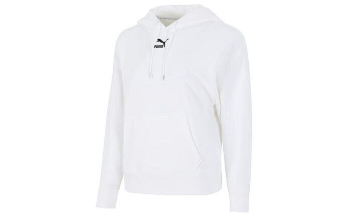 (WMNS) Classics Logo Graphics Hoodie “White”