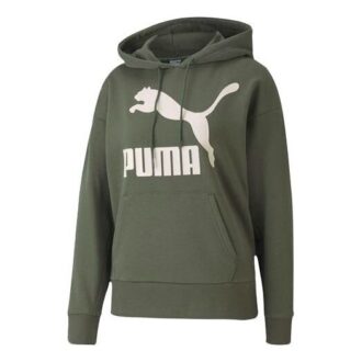 (WMNS) Classics Logo Hoodie “Olive Green White” (WMNS) Classics Logo Hoodie “Olive Green White”