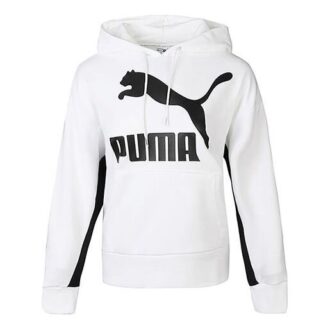 (WMNS) Classics Logo Hoodie “White Black”