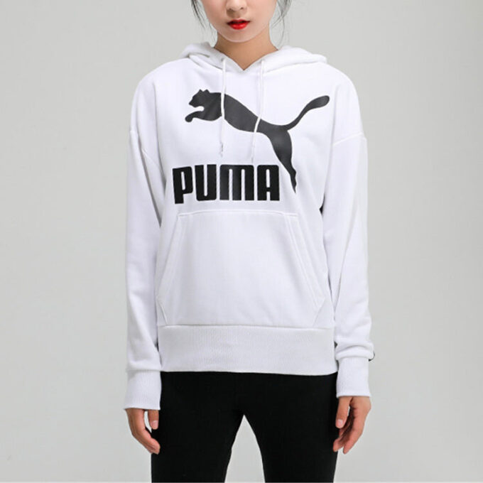 (WMNS) Classics Logo Hoodie “White Black”