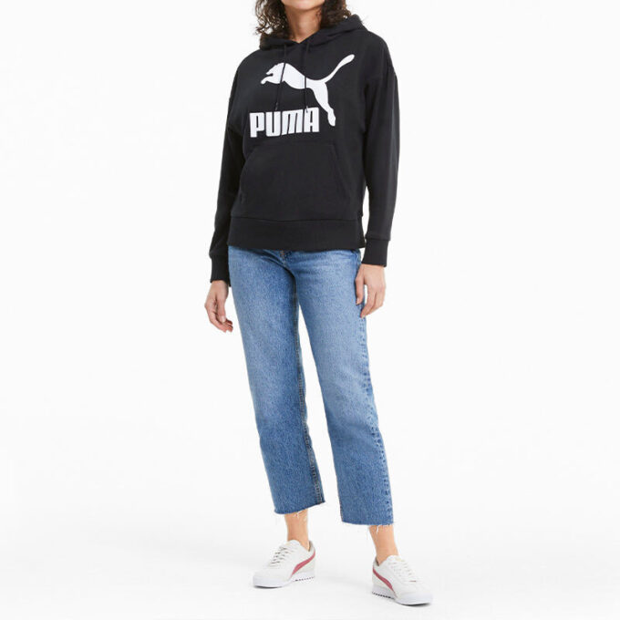 (WMNS) Classics Logo Printing Hoodie Black