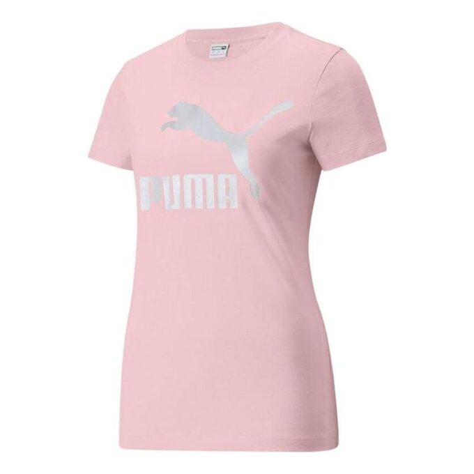 (WMNS) Classics Logo Tee Big Logo Printing Sports Short Sleeve Pink