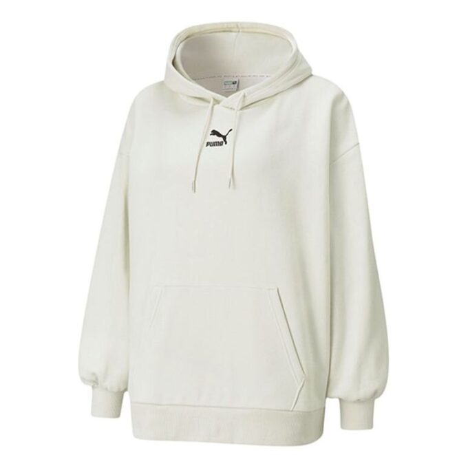 (WMNS) Classics Oversized logo Printing Plus Fleece Keep Warm Hoodie Grey