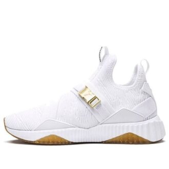 (WMNS) Defy Varsity Mid “White Metallic Gold”