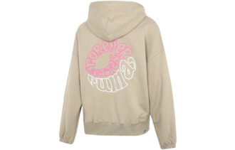 (WMNS) Downtown Graphic Hoodie Breathable Letter Printing Long Sleeve Khaki