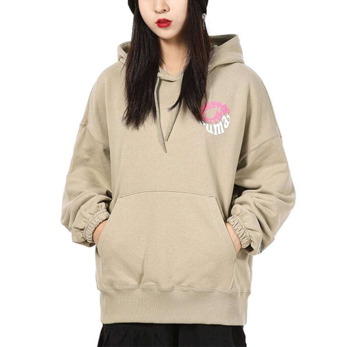(WMNS) Downtown Graphic Hoodie Breathable Letter Printing Long Sleeve Khaki
