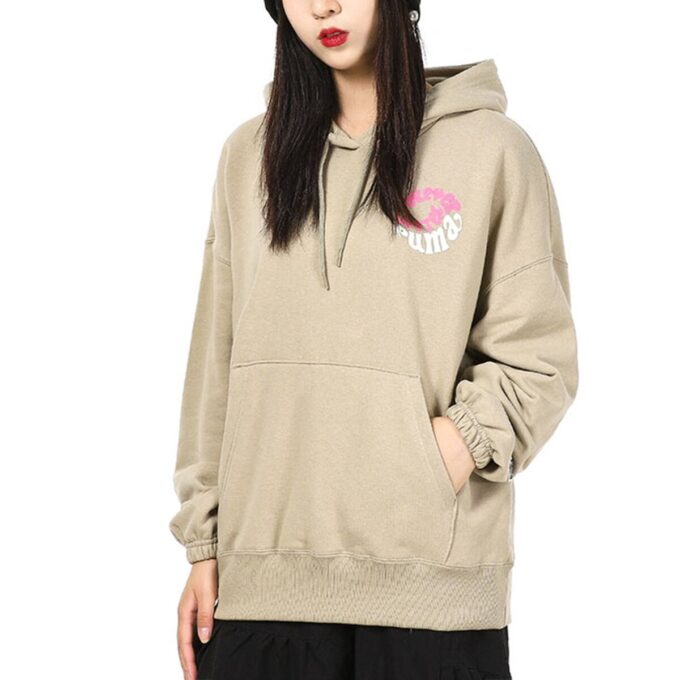(WMNS) Downtown Graphic Hoodie Breathable Letter Printing Long Sleeve Khaki