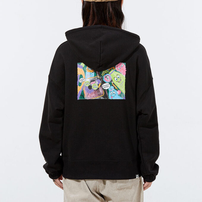 (WMNS) Downtown Printing Logo Hoodie Black