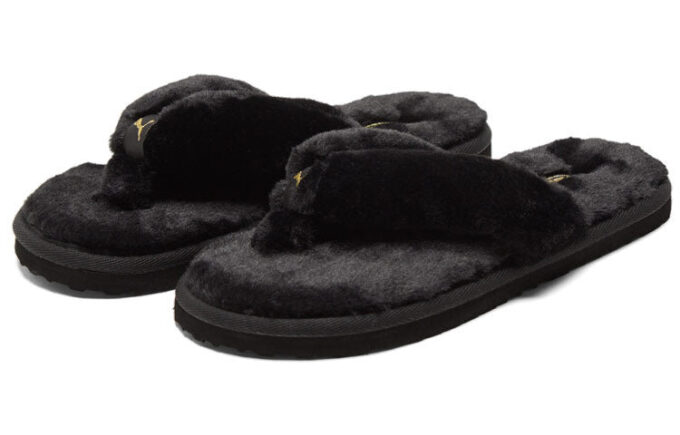 (WMNS) Fluff Flip Slide “Black Team Gold”