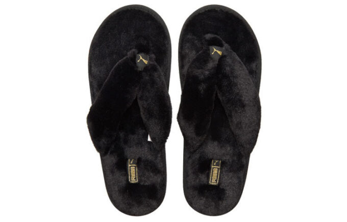 (WMNS) Fluff Flip Slide “Black Team Gold”