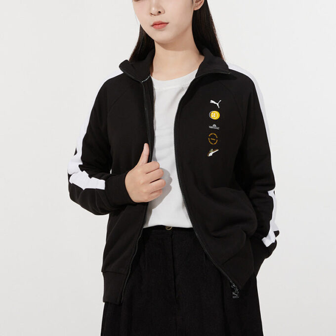 (WMNS) Formstripe Knitting Stand Collar Jacket Black