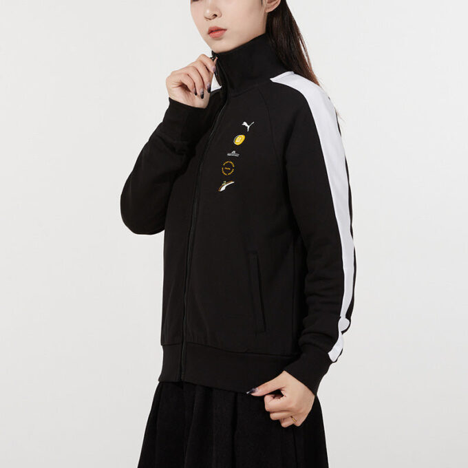 (WMNS) Formstripe Knitting Stand Collar Jacket Black