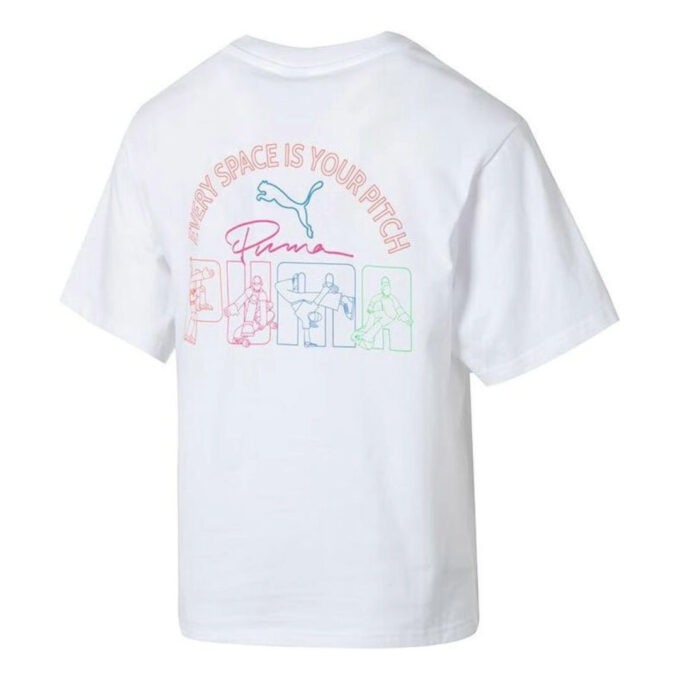 (WMNS) Graphic Casual T-Shirt “White Pink”