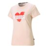 (WMNS) Heart Tee Love Printing Logo Sports Round Neck Short Sleeve Pink Red