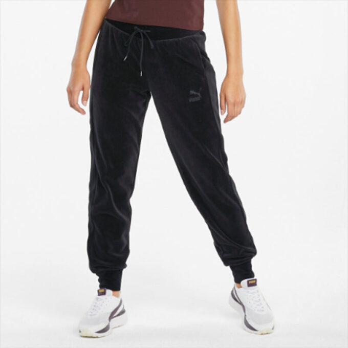 (WMNS) Iconic Embroidery Logo Knitting Trousers Black