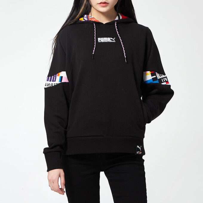 (WMNS) International Hoodie “Black White”
