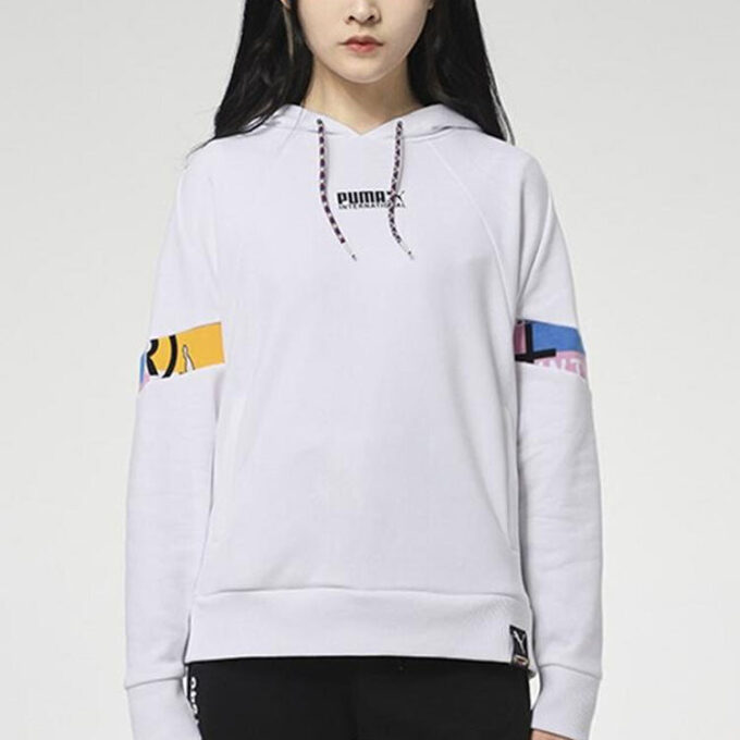 (WMNS) International Hoodie “White Black”