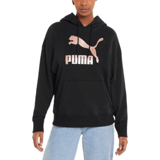 (WMNS) Large Logo Athleisure Casual Sports Hoodie Black Pink